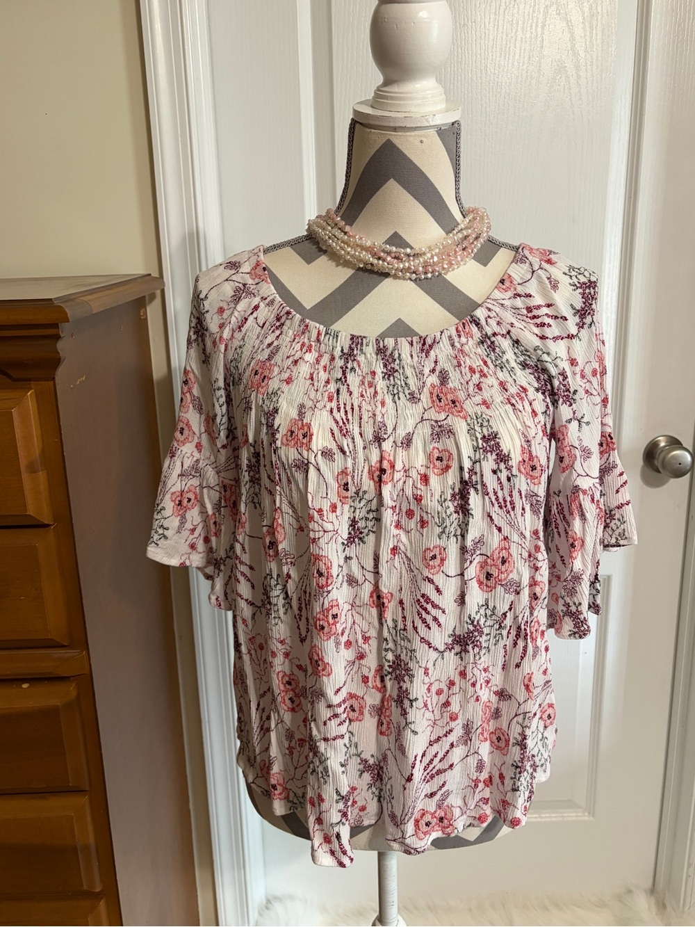 Ana Floral Bell Sleeve Blouse Size Medium